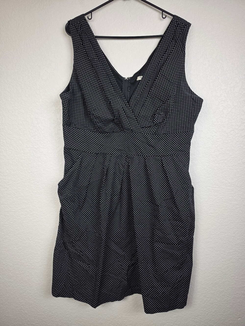 Cotton Corey P Black White Dotted Sleeveless Dress Size 18